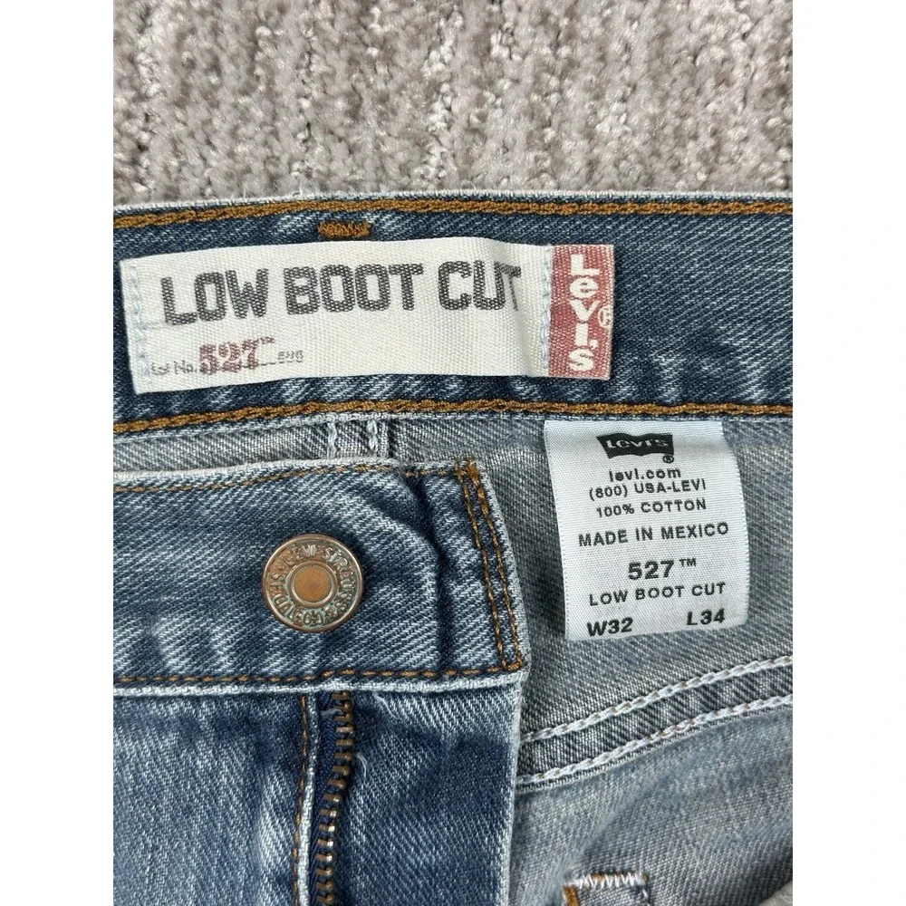 Levi's 527 Bootcut Jeans Mens 32x34 Blue Faded Distressed Thrashed Denim Grunge